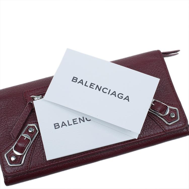 Pre Owned Balenciaga Red Leather Arena Continental Wallet