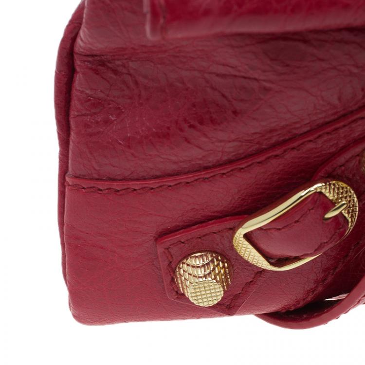 Pre Owned Balenciaga Red Lambskin Leather Giant GH Envelope Strap Clutch
