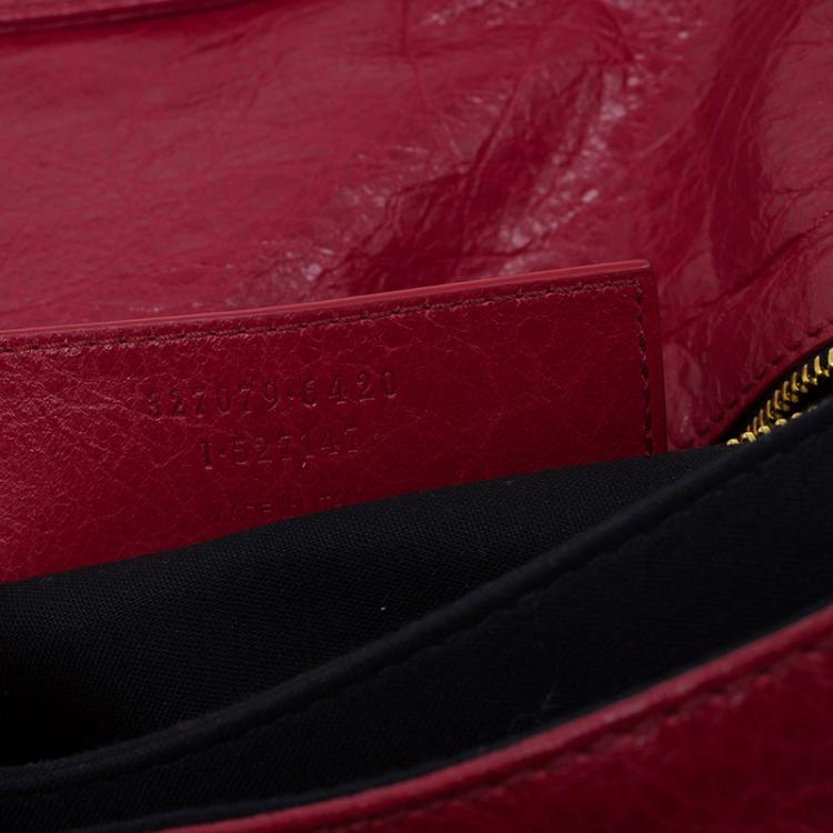 Pre Owned Balenciaga Red Lambskin Leather Giant GH Envelope Strap Clutch