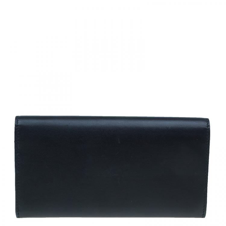 Pre Owned Balenciaga Black Leather Le dix Money Continental Flap Wallet 