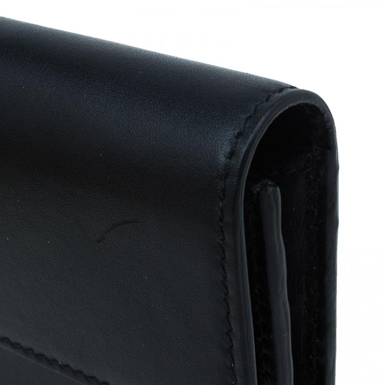 Pre Owned Balenciaga Black Leather Le dix Money Continental Flap Wallet 