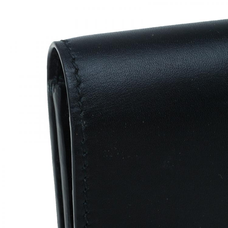 Pre Owned Balenciaga Black Leather Le dix Money Continental Flap Wallet 