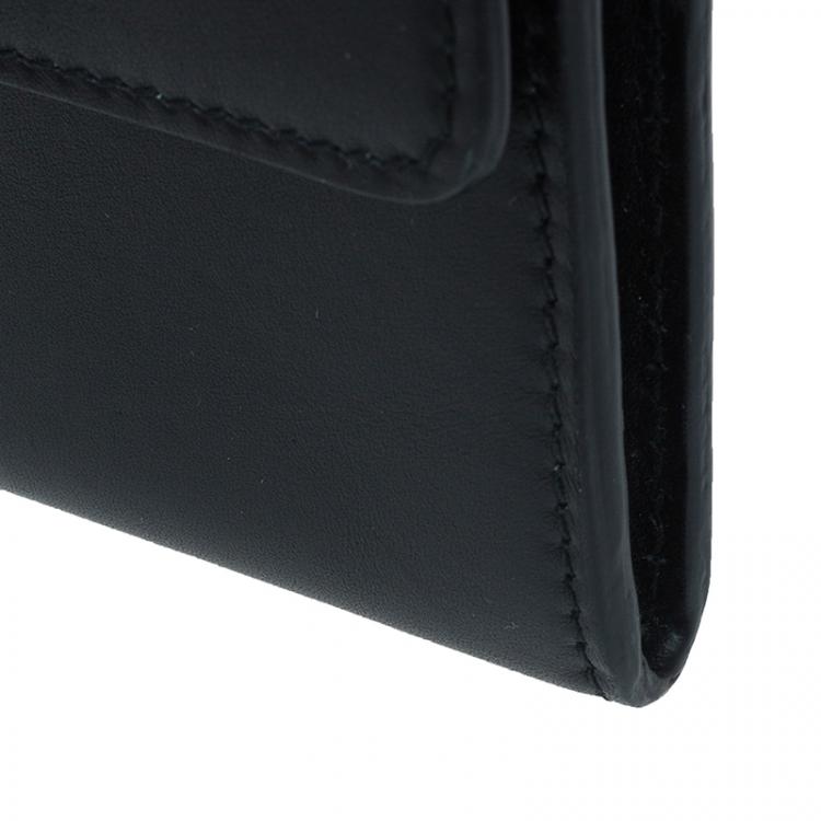 Pre Owned Balenciaga Black Leather Le dix Money Continental Flap Wallet 