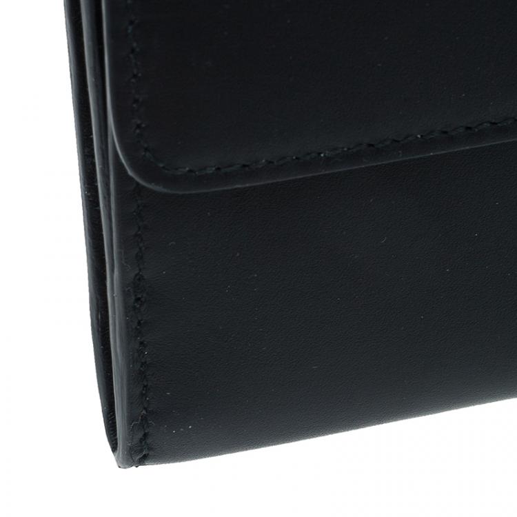 Pre Owned Balenciaga Black Leather Le dix Money Continental Flap Wallet 