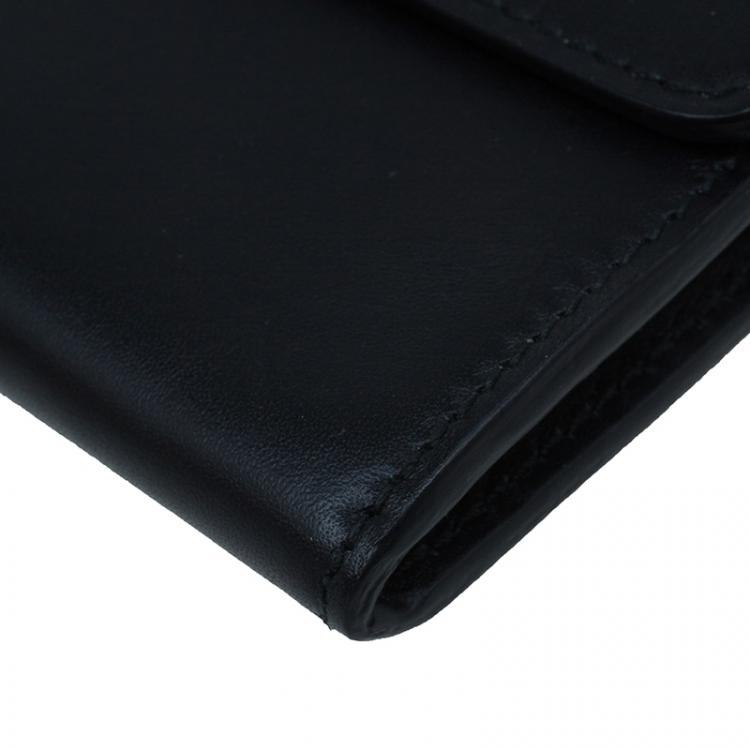 Pre Owned Balenciaga Black Leather Le dix Money Continental Flap Wallet 