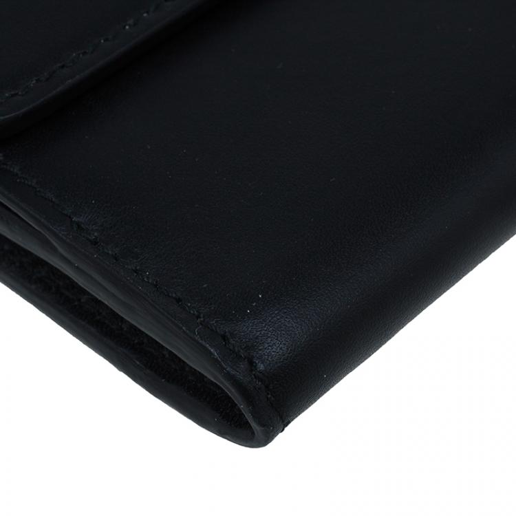 Pre Owned Balenciaga Black Leather Le dix Money Continental Flap Wallet 