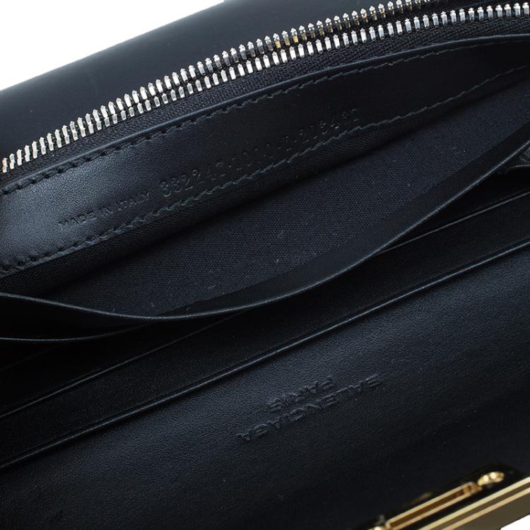 Pre Owned Balenciaga Black Leather Le dix Money Continental Flap Wallet 