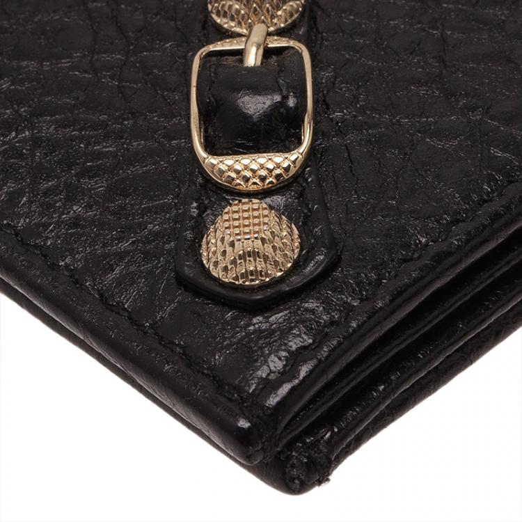 Pre Owned Balenciaga Black Leather Arena Double Card Holder