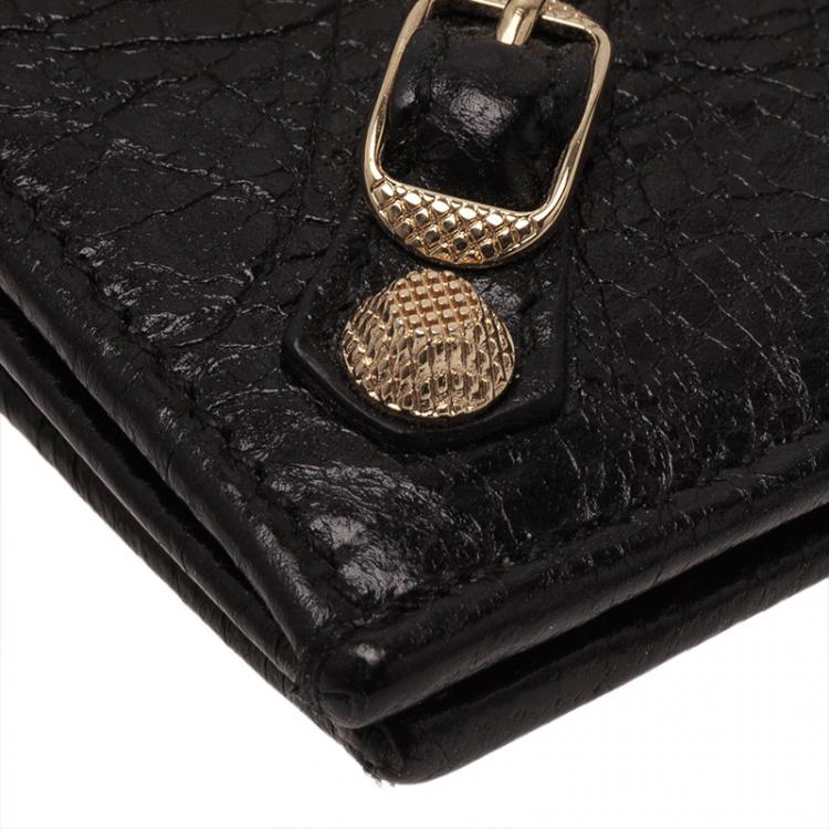 Pre Owned Balenciaga Black Leather Arena Double Card Holder