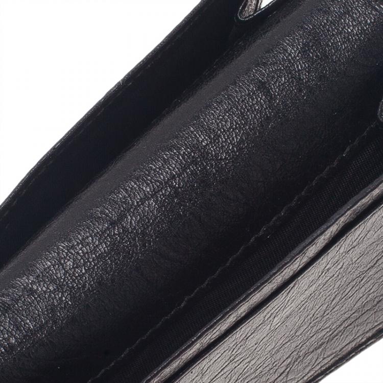 Pre Owned Balenciaga Black Leather Arena Double Card Holder