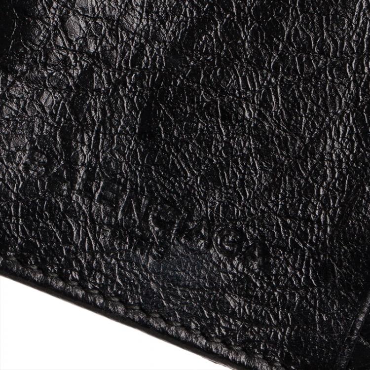 Pre Owned Balenciaga Black Leather Arena Double Card Holder