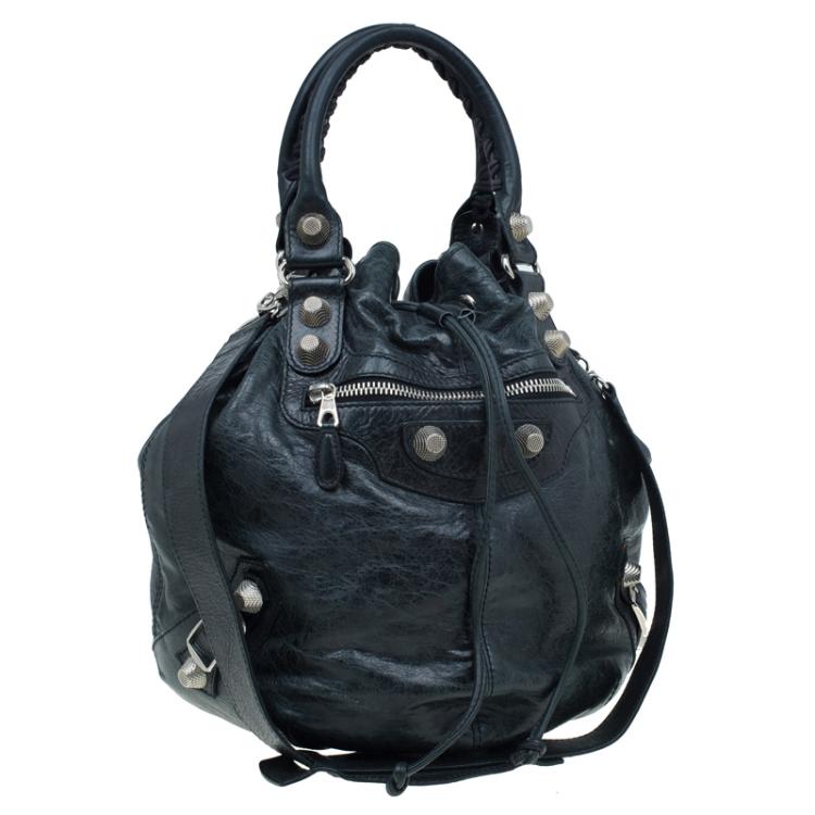 Pre Owned Balenciaga Dark Green Leather GSH Pompon Bag