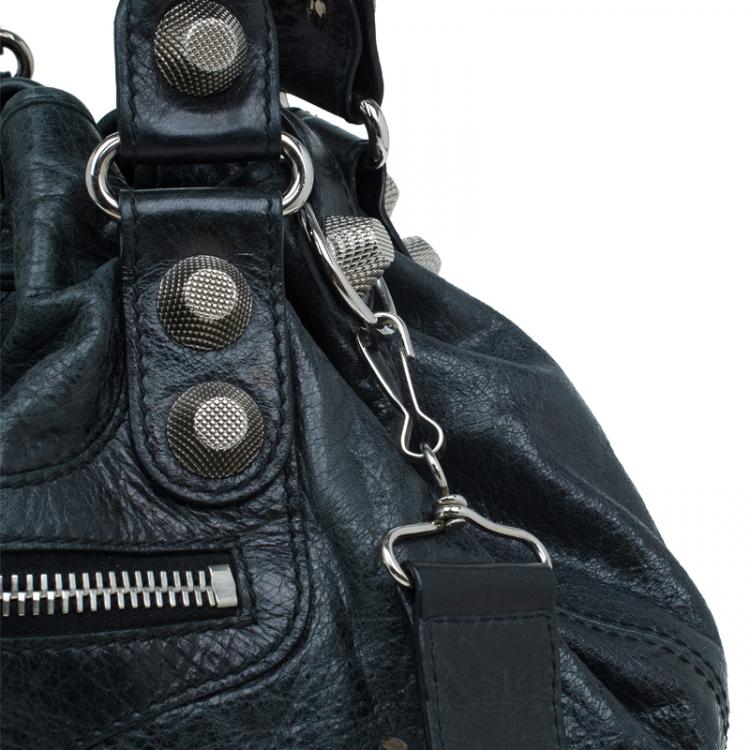 Pre Owned Balenciaga Dark Green Leather GSH Pompon Bag