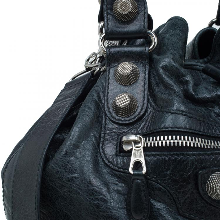 Pre Owned Balenciaga Dark Green Leather GSH Pompon Bag