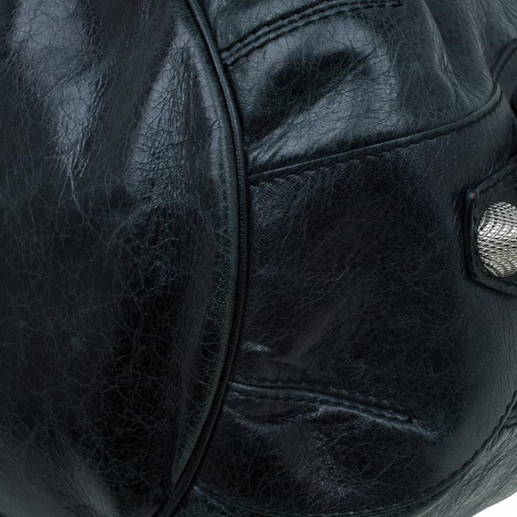 Pre Owned Balenciaga Dark Green Leather GSH Pompon Bag