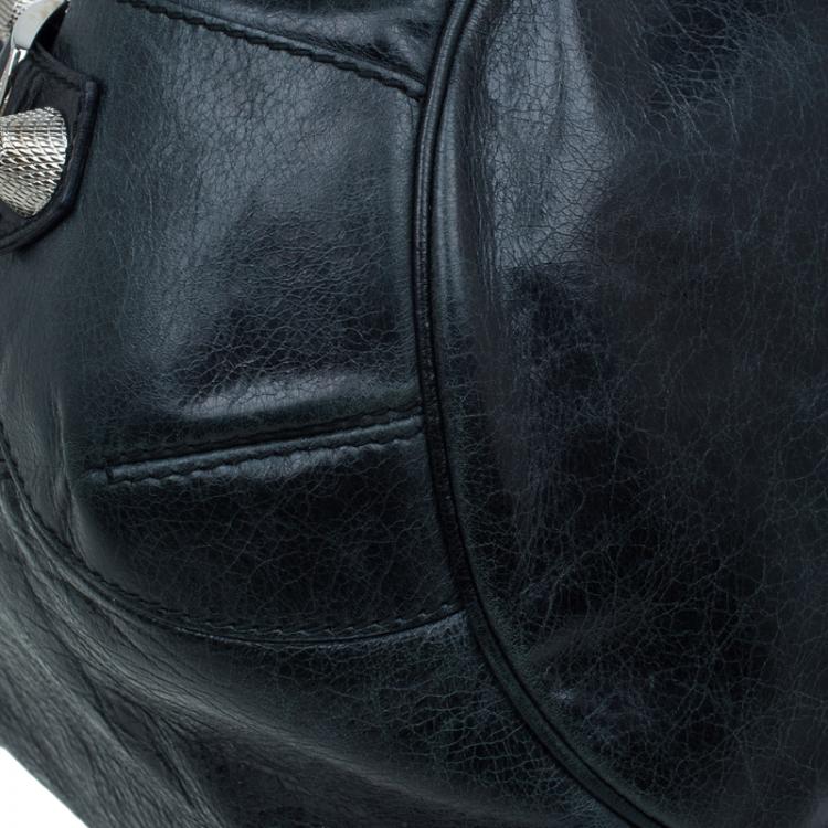 Pre Owned Balenciaga Dark Green Leather GSH Pompon Bag