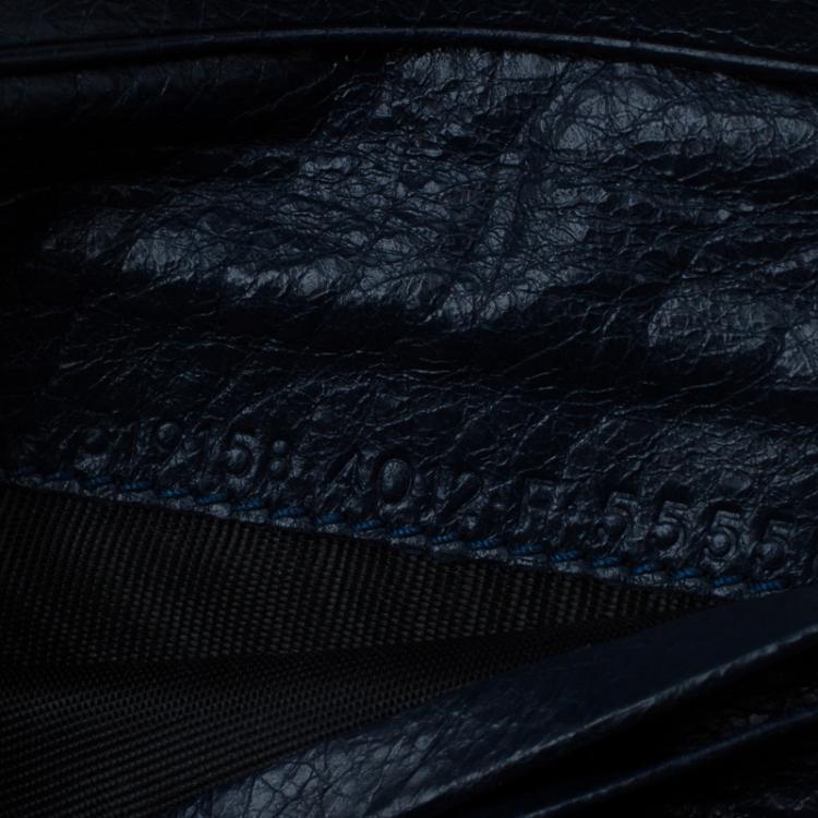 Pre Owned Balenciaga Blue Goatskin Billfold Zip Around Wallet 