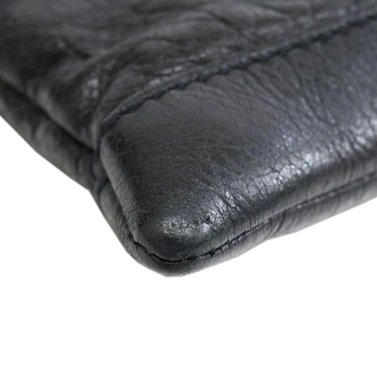 Pre Owned Balenciaga Black Lambskin Arena Classic Clip L Clutch