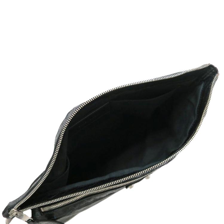 Pre Owned Balenciaga Black Lambskin Arena Classic Clip L Clutch