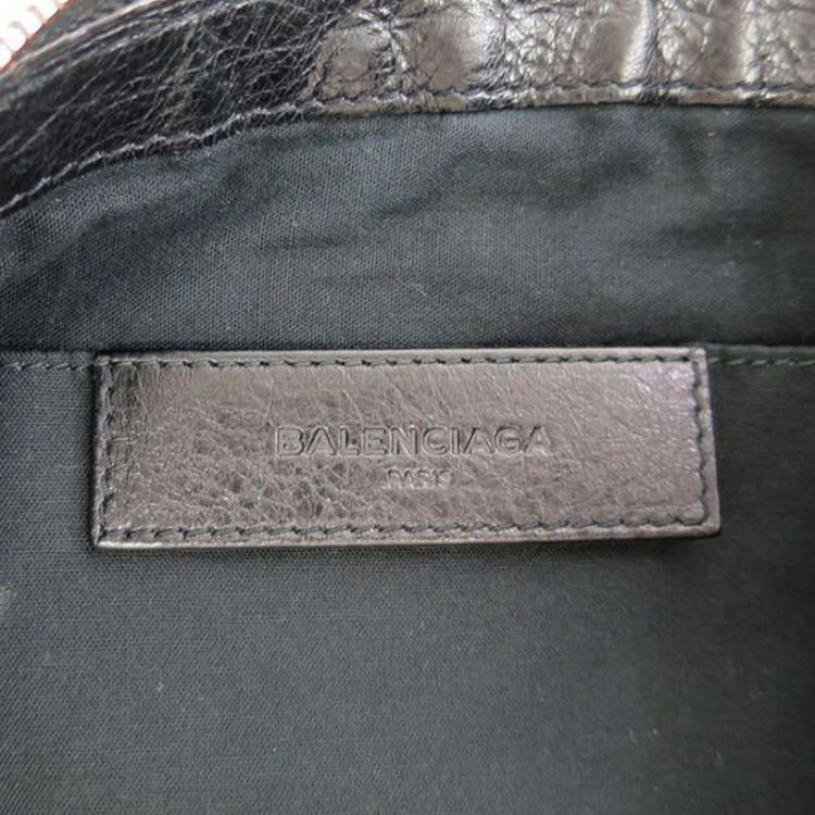 Pre Owned Balenciaga Black Lambskin Arena Classic Clip L Clutch