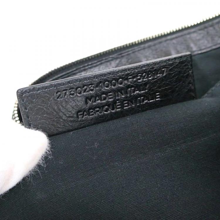 Pre Owned Balenciaga Black Lambskin Arena Classic Clip L Clutch