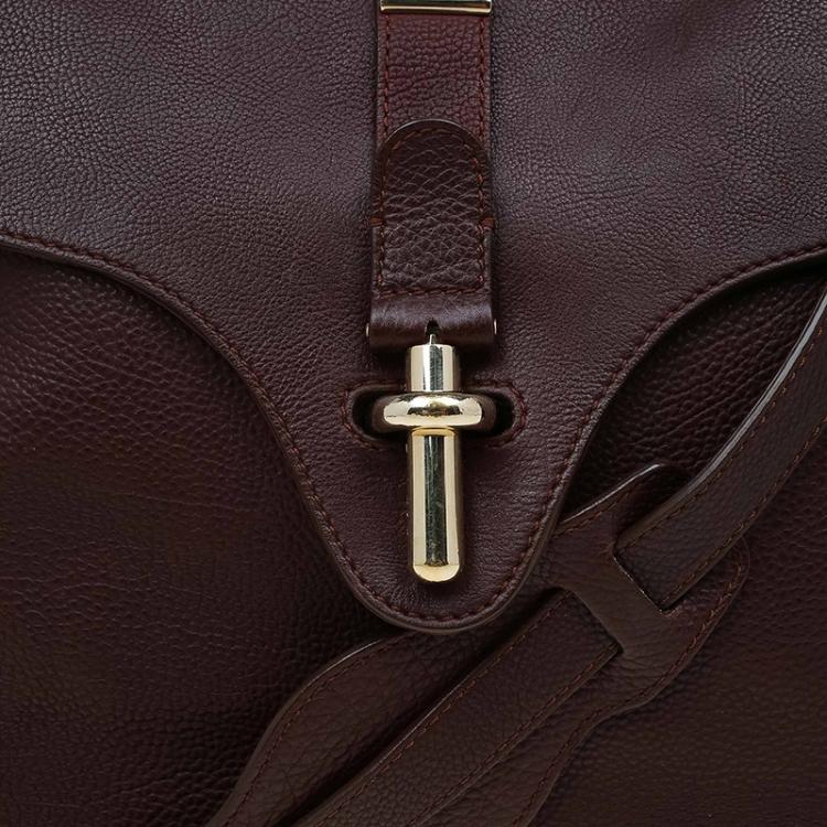 Pre Owned Balenciaga Brown Leather Tube Clasp Top Handle Bag