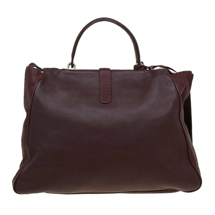 Pre Owned Balenciaga Brown Leather Tube Clasp Top Handle Bag