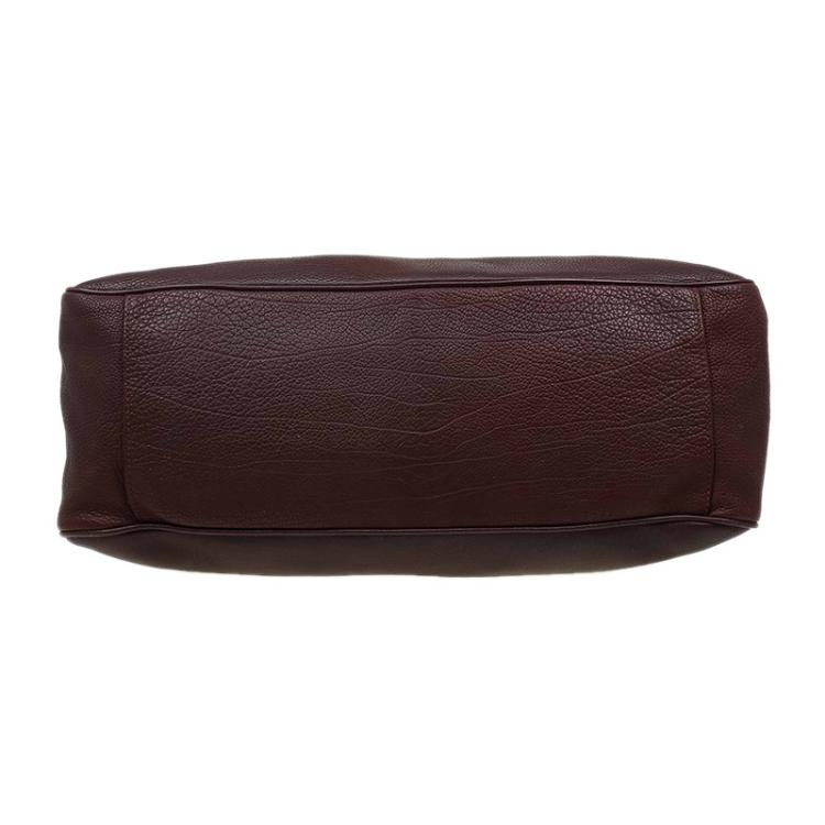 Pre Owned Balenciaga Brown Leather Tube Clasp Top Handle Bag