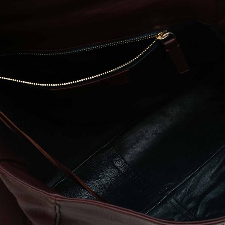 Pre Owned Balenciaga Brown Leather Tube Clasp Top Handle Bag