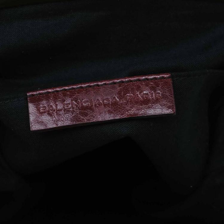 Pre Owned Balenciaga Burgundy Leather Aumoniere Wristlet Clutch