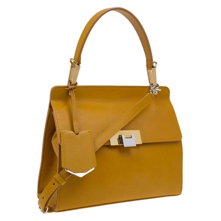 Pre Owned Balenciaga Tan Leather Vintage Lady Spirit Top handle Bag