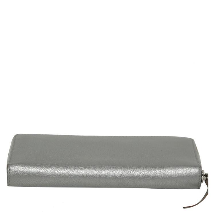 Pre Owned Balenciaga Silver Leather Wallet