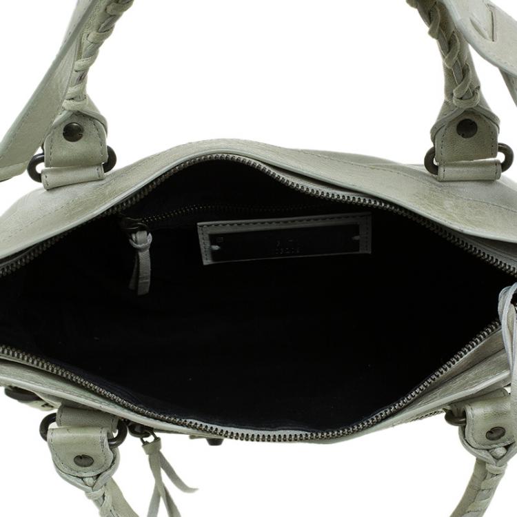 Pre Owned Balenciaga Light Olive Green Leather Classic First Tote