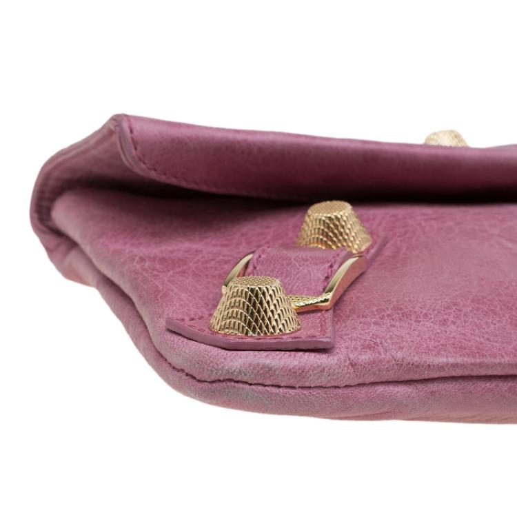 Pre Owned Balenciaga Bubblegum Pink Leather GGH Envelope Clutch