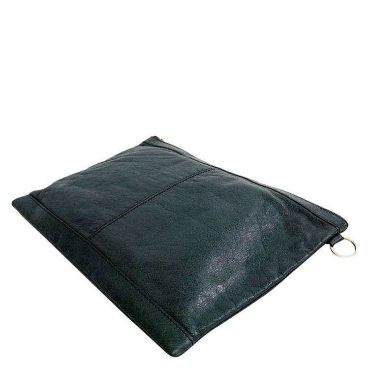 Pre Owned Balenciaga Black Lambskin Arena Classic Clip L Clutch