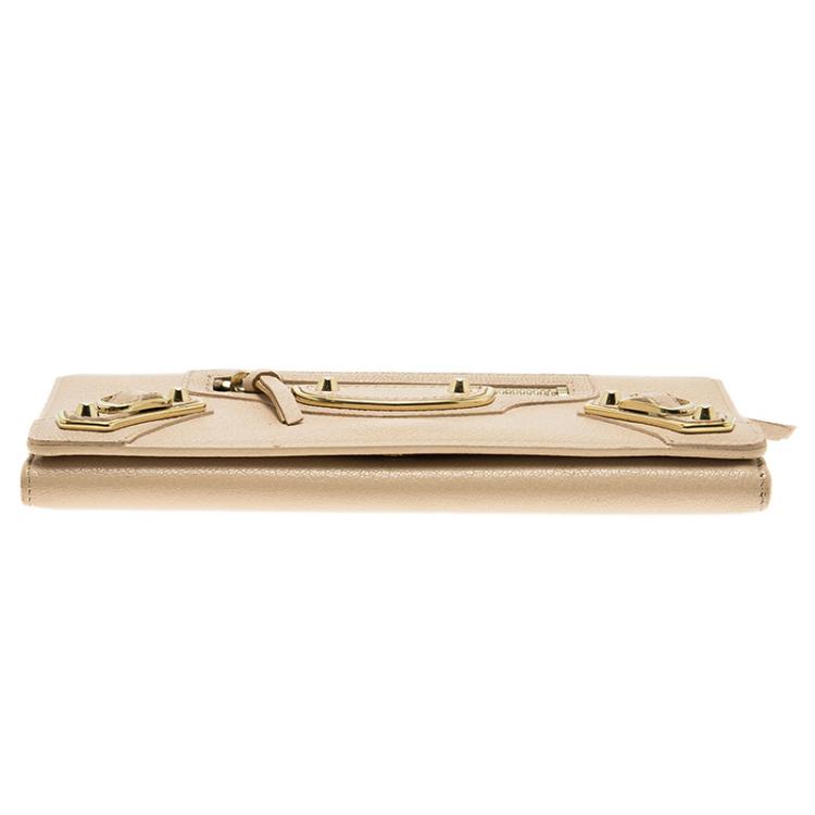 Pre Owned Balenciaga Praline Leather Classic Continental Wallet