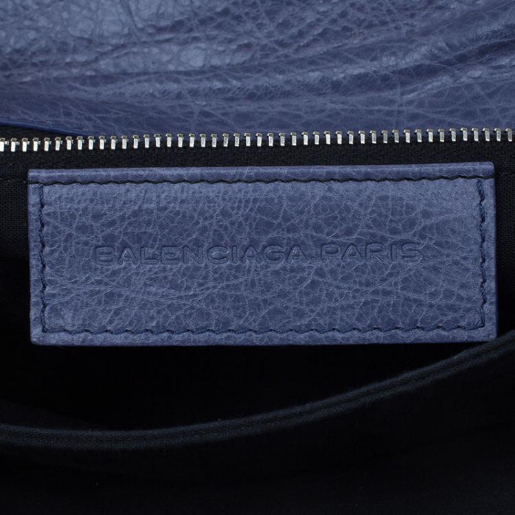 Pre Owned Balenciaga Grey Leather Silver Hardware Envelope Clutch