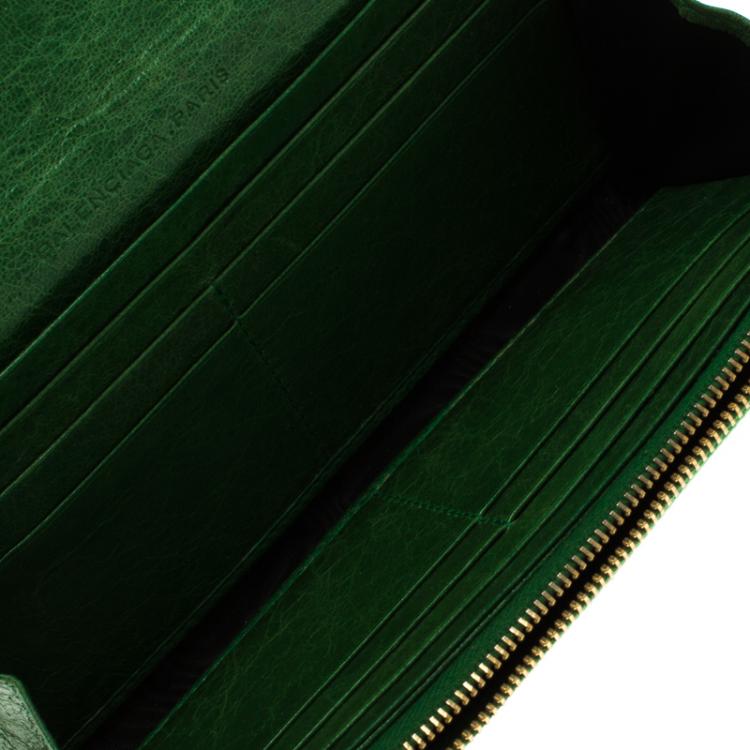 Pre Owned Balenciaga Green Leather Classic Money RGH Continental Wallet