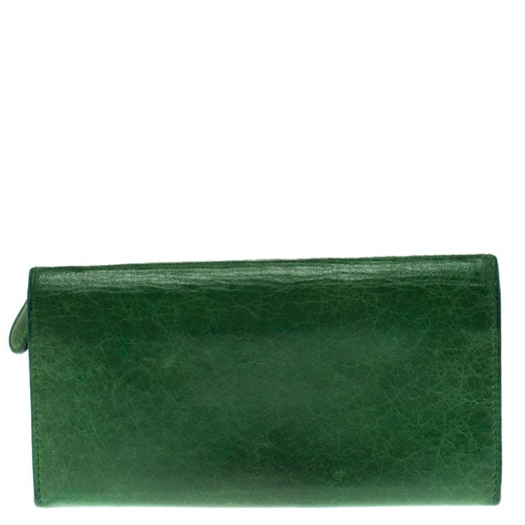 Pre Owned Balenciaga Green Leather Classic Money RGH Continental Wallet