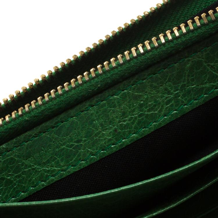Pre Owned Balenciaga Green Leather Classic Money RGH Continental Wallet