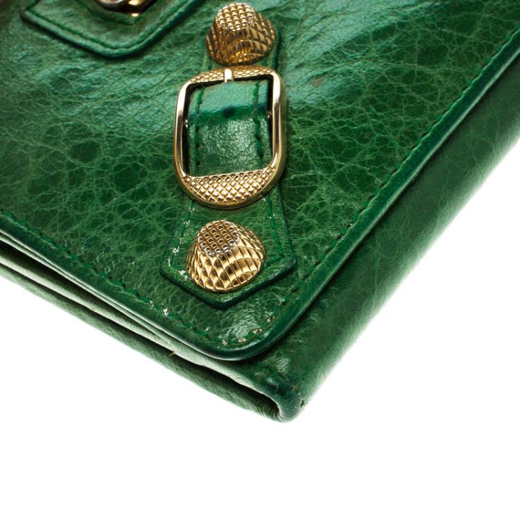 Pre Owned Balenciaga Green Leather Classic Money RGH Continental Wallet