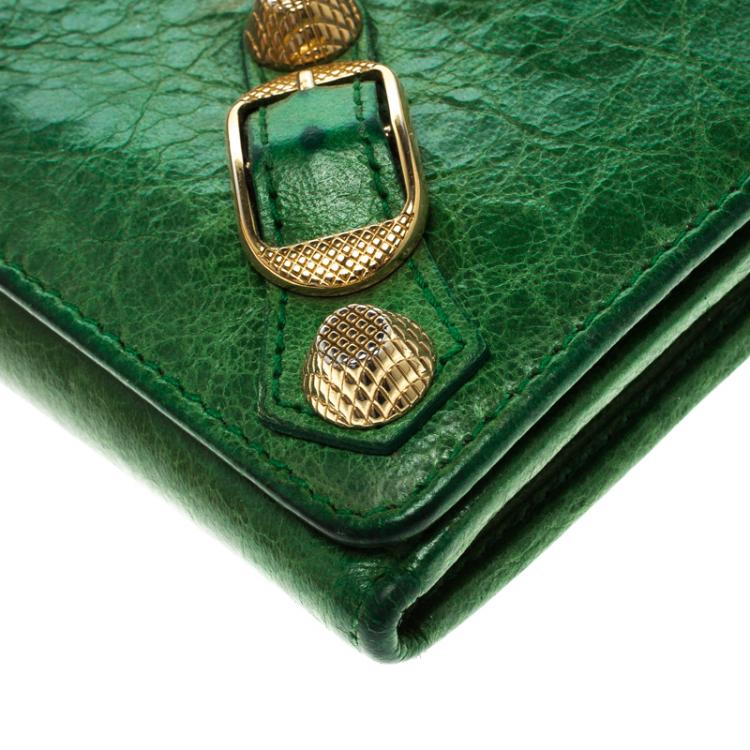 Pre Owned Balenciaga Green Leather Classic Money RGH Continental Wallet