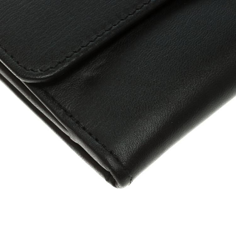 Pre Owned Balenciaga Black Leather Padlock Flap Wallet