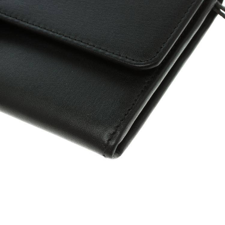 Pre Owned Balenciaga Black Leather Padlock Flap Wallet