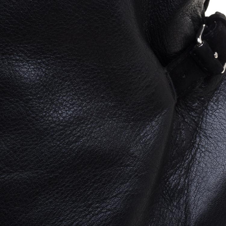 Pre Owned Balenciaga Black Leather Glove Ankle Boots Size 37