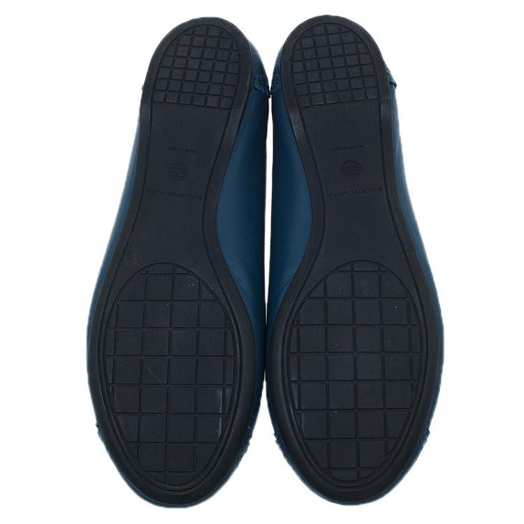 Pre Owned Balenciaga Royal Blue Arena Brogues Ballet Flats Size 39
