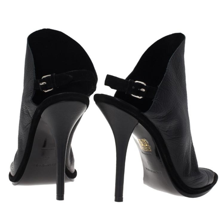 Pre Owned Balenciaga Black Leather Glove Sandals Size 40