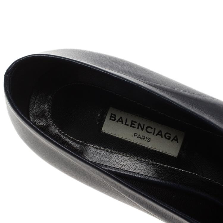 Pre Owned Balenciaga Blue Leather Open Toe Pumps Size 39