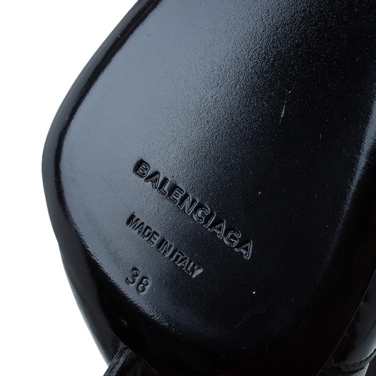 Pre Owned Balenciaga Black Leather and Neoprene Scuba Wedge Ankle Boots Size 38 