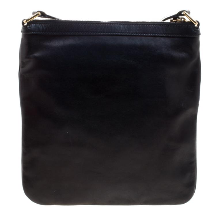 Pre Owned Bally Black Leather Messenger Bag